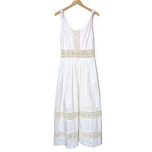 Sea New York White Cotton Jersey Lace Inset Midi Maxi Summer Dress 6